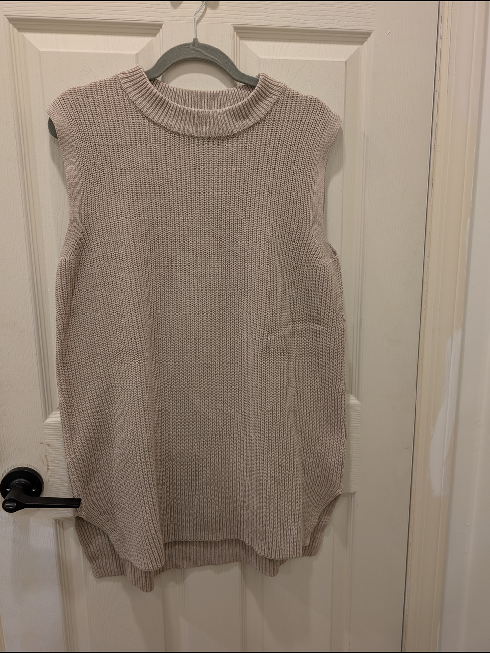 H&M Ribbed Sleeveless Knit Tunic in Taupe